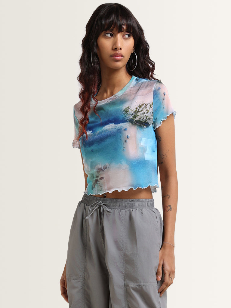 Nuon Multicolor Abstract Printed Crop Top