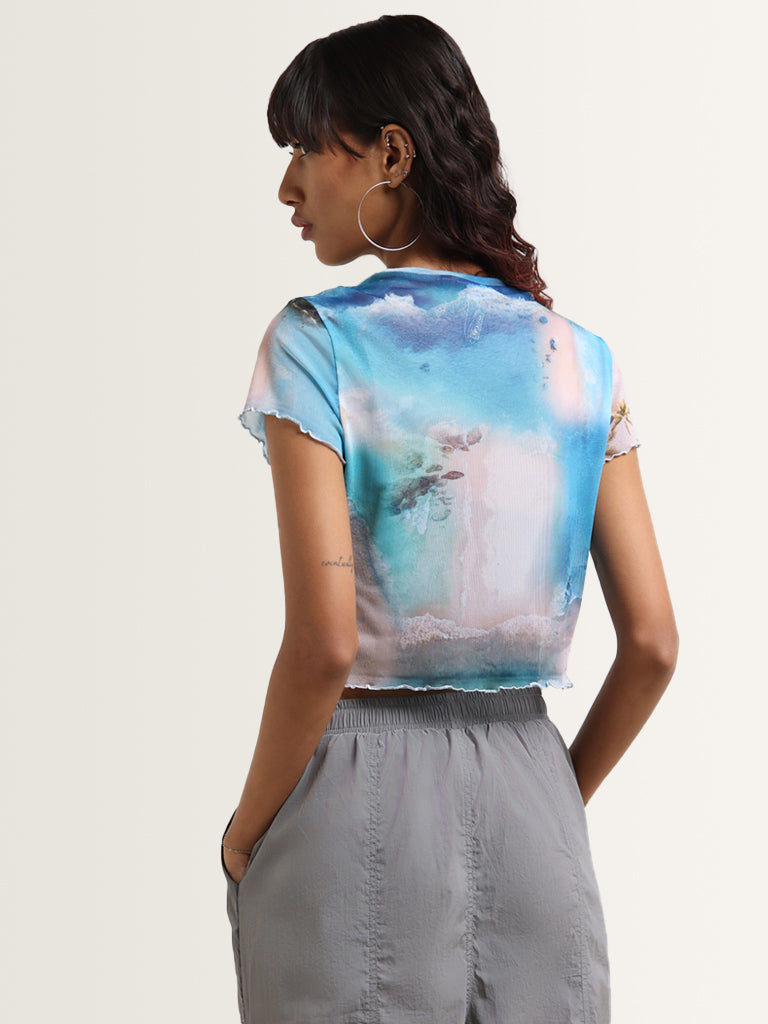 Nuon Multicolor Abstract Printed Crop Top