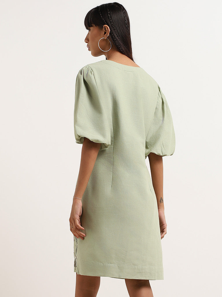 Bombay Paisley Green Cotton Straight Dress