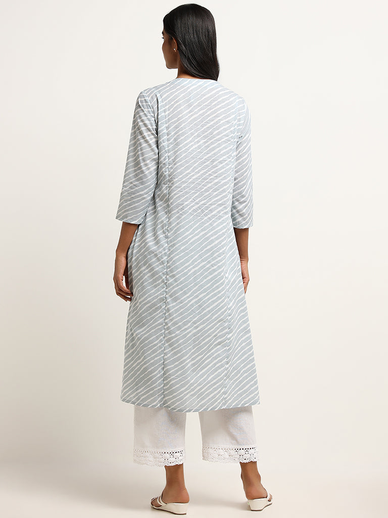 Utsa Blue Chikankari Cotton Kurta