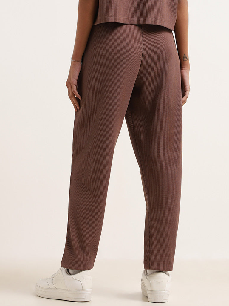 Superstar Brown High-Rise Textured Pants