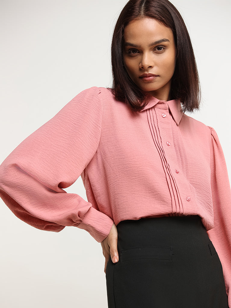 Wardrobe Pink Pintuck Shirt