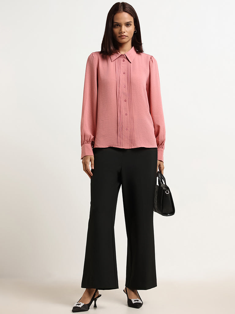 Wardrobe Pink Pintuck Shirt