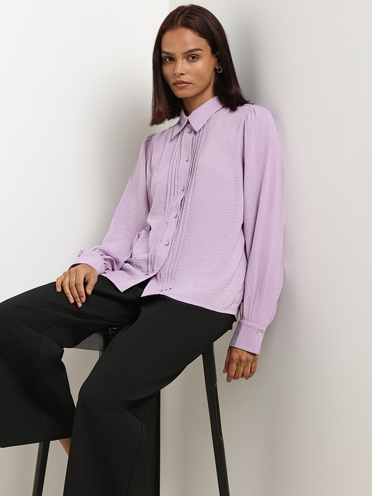 Wardrobe Lavender Pintuck Shirt