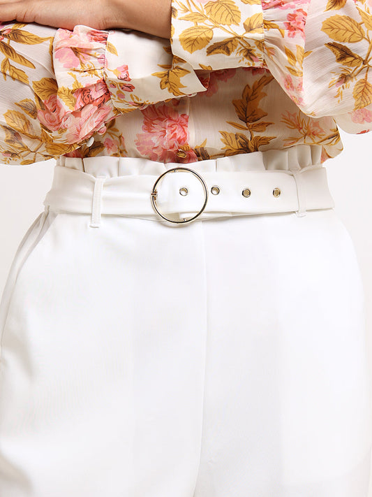 Wardrobe White Straight-Fit Trousers with Belt