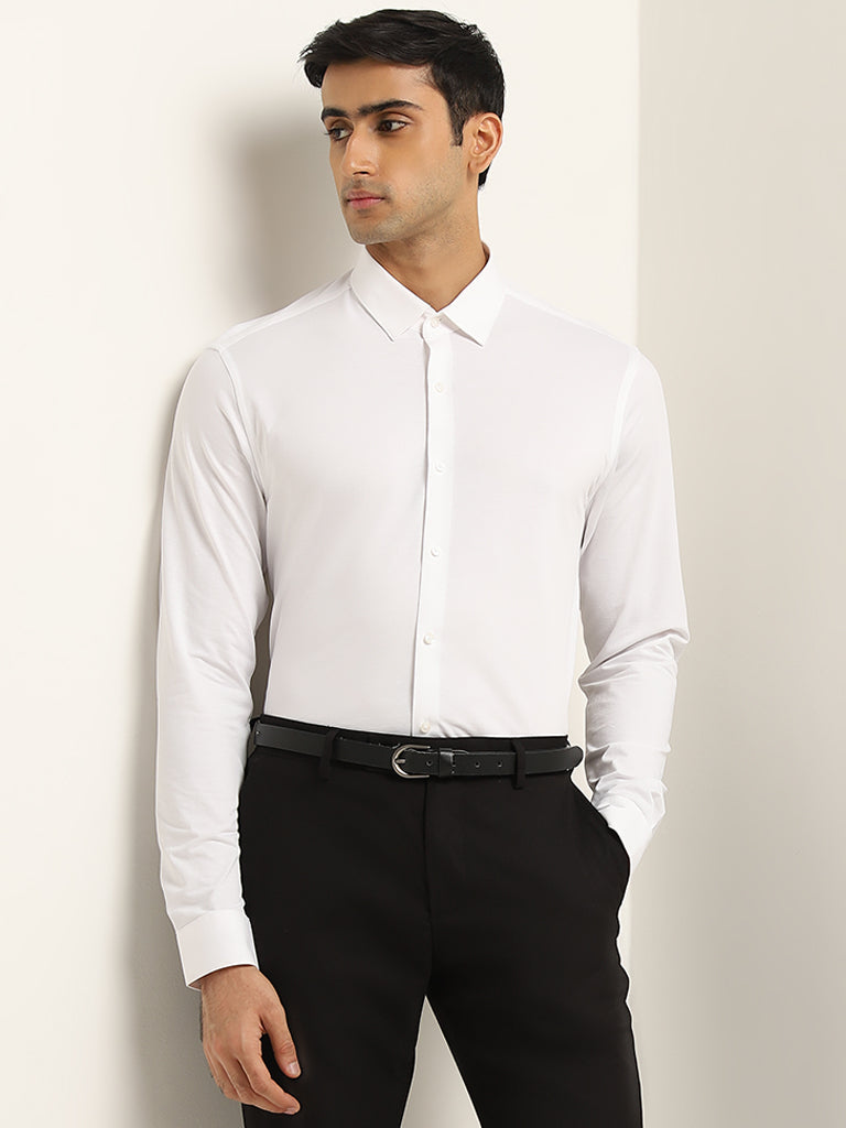 WES Formals White Slim Fit Shirt