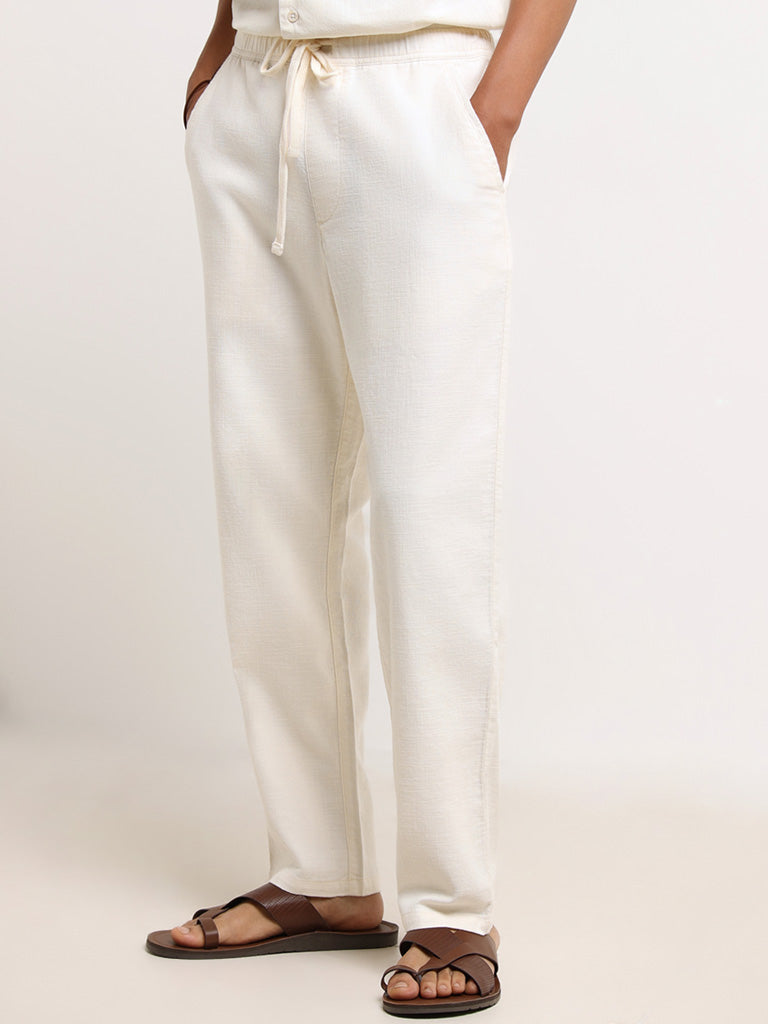 ETA Cream Mid-Rise Cotton Relaxed Fit Chinos