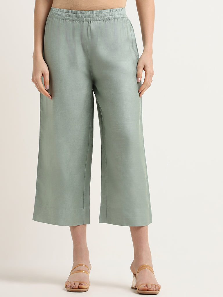 Zuba Green Straight-Leg Pants