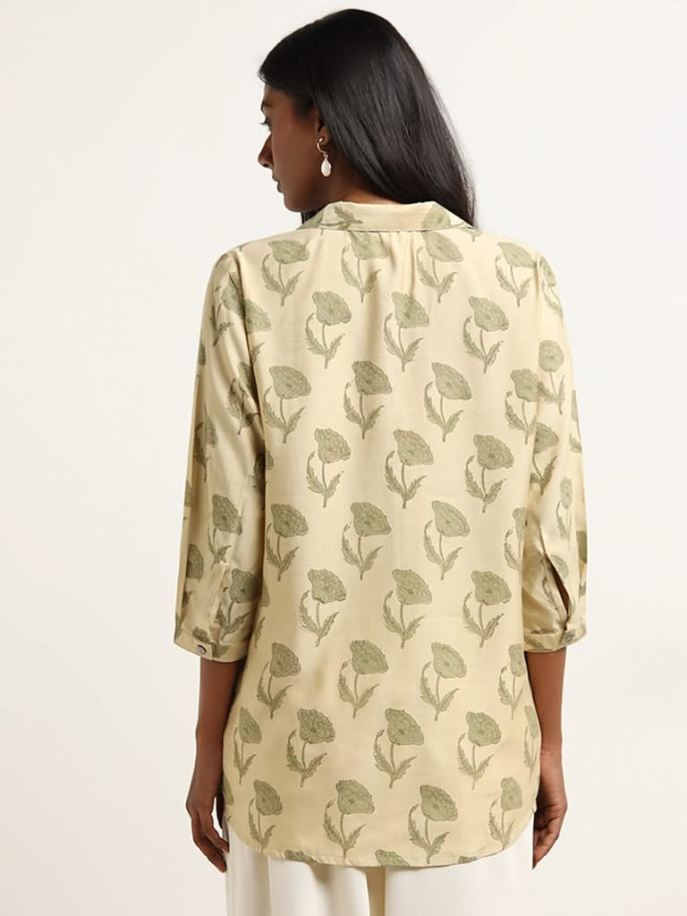 Zuba Sage Floral Printed Straight Tunic