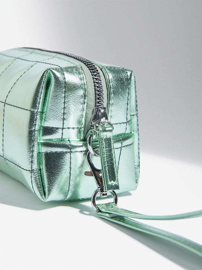 Studiowest Green Metallic Quilted Pouch