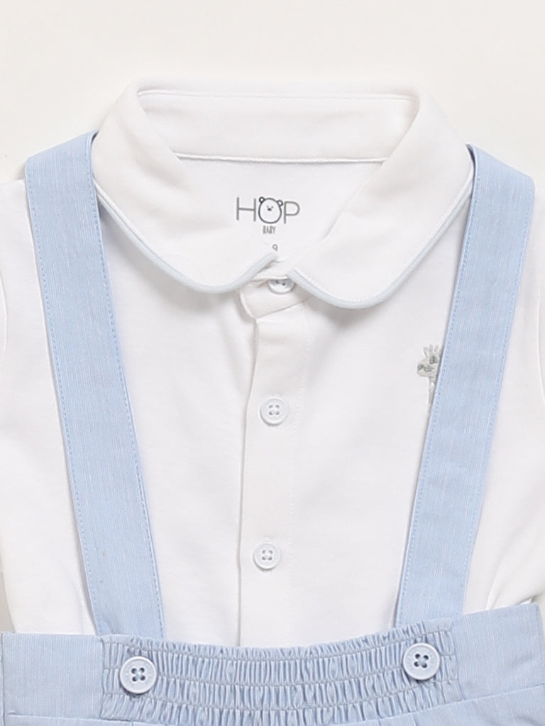 HOP Baby Blue T-Shirt with Dungaree Set