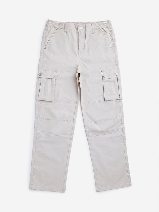 Y&F Kids Beige Cargo Mid Rise Trousers