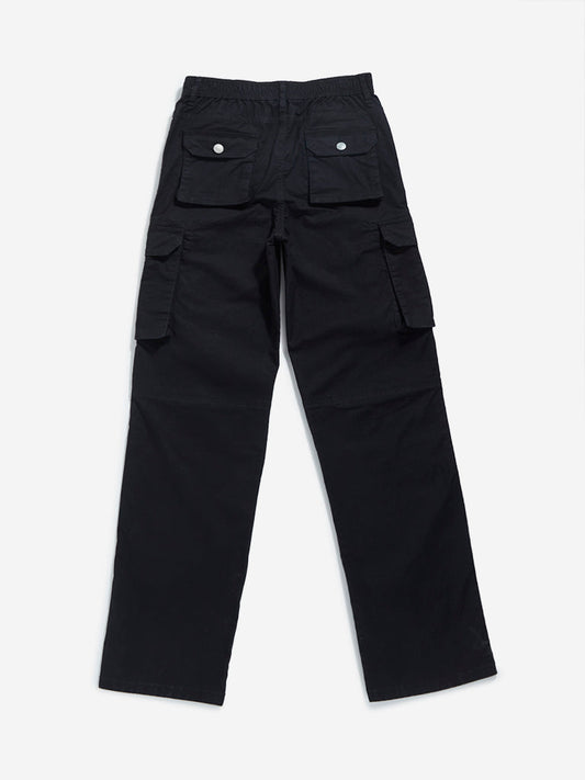 Y&F Kids Black Cargo Mid Rise Trousers