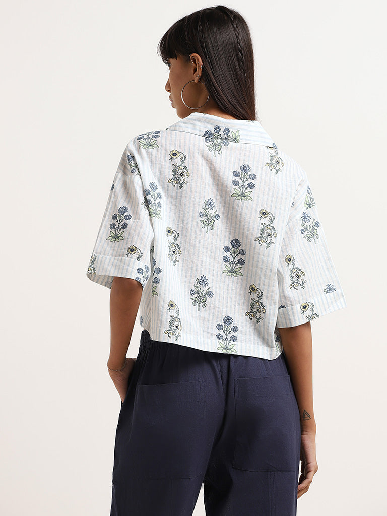 Bombay Paisley White Floral Cotton Crop Shirt