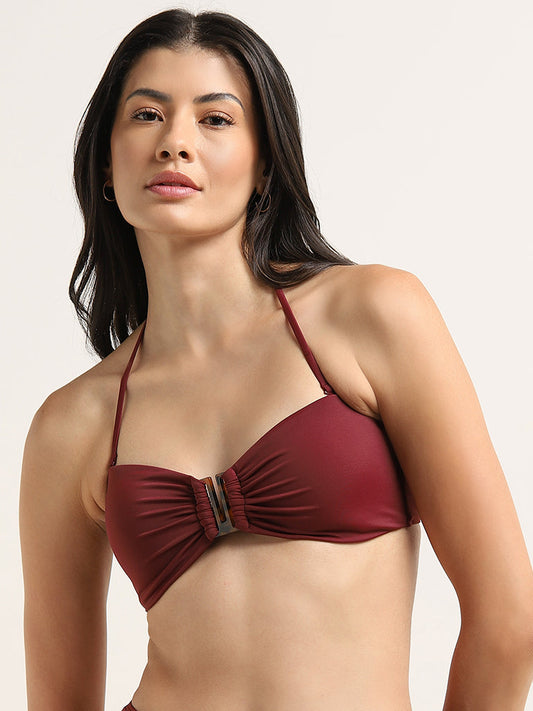 Wunderlove Maroon Bandeau Padded Bra