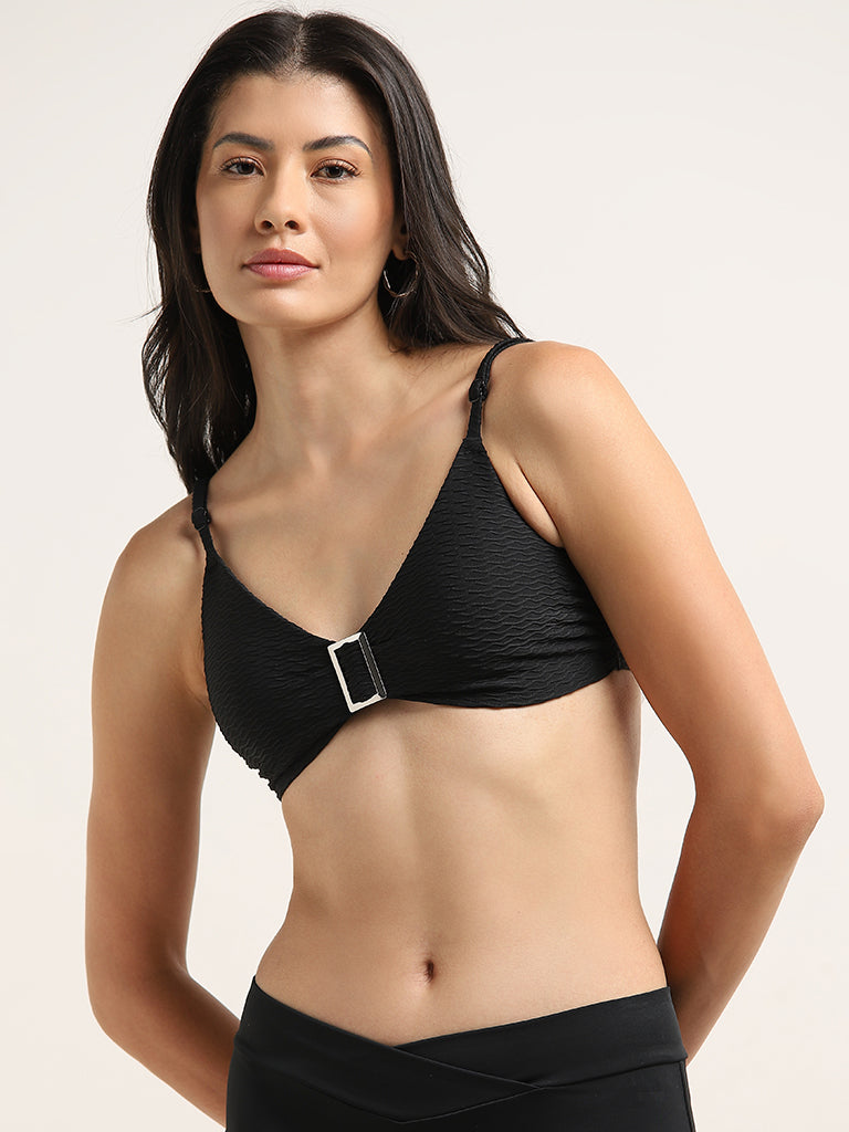 Wunderlove Black Textured Non-Padded Bra