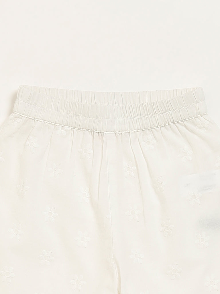 Utsa Kids White Schiffli Flared Sharara (2 - 8yrs)