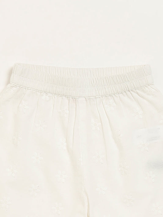 Utsa Kids White Schiffli Flared Sharara (2 - 8yrs)