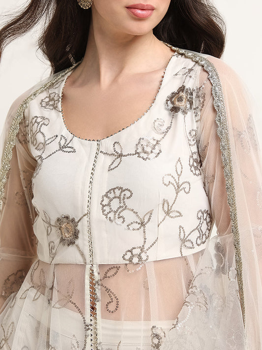 Vark White Embroidered Kurti With Front Slit Set