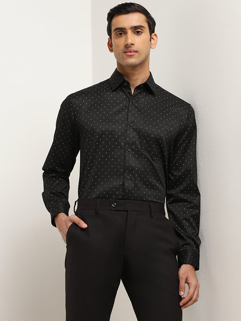 WES Formals Black Relaxed Fit Shirt