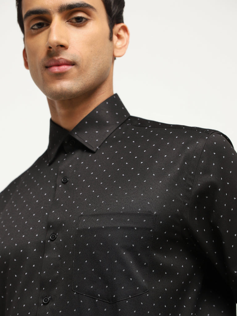 WES Formals Black Relaxed Fit Shirt