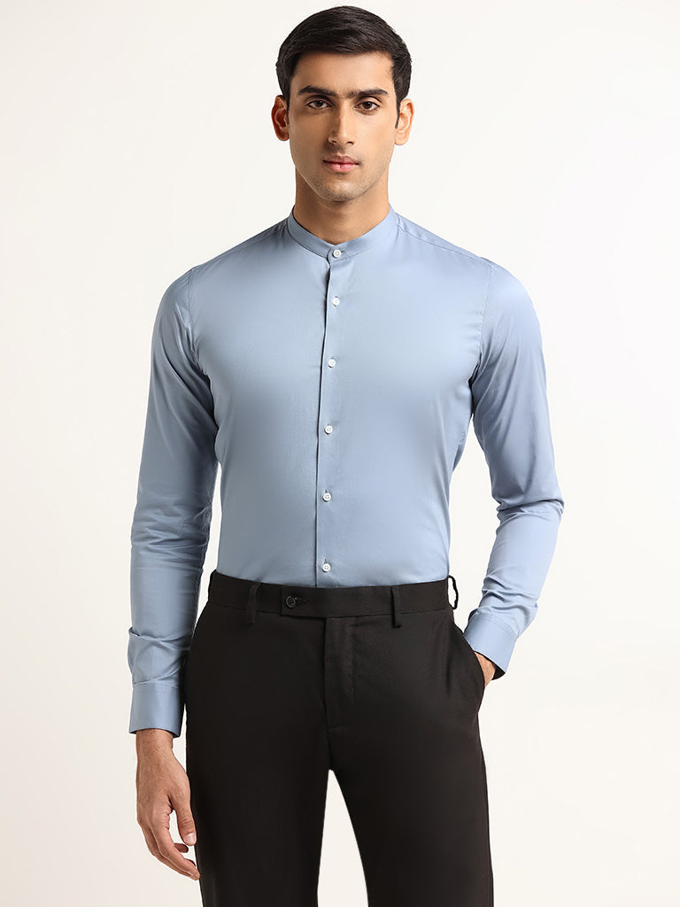 WES Formals Blue Ultra Slim Fit Shirt