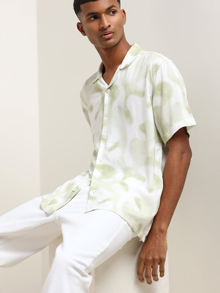 Nuon Green Cotton Relaxed-Fit Shirt