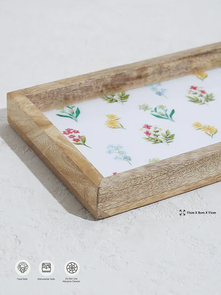 Westside Home Multicolour Floral Text Design Serving Tray