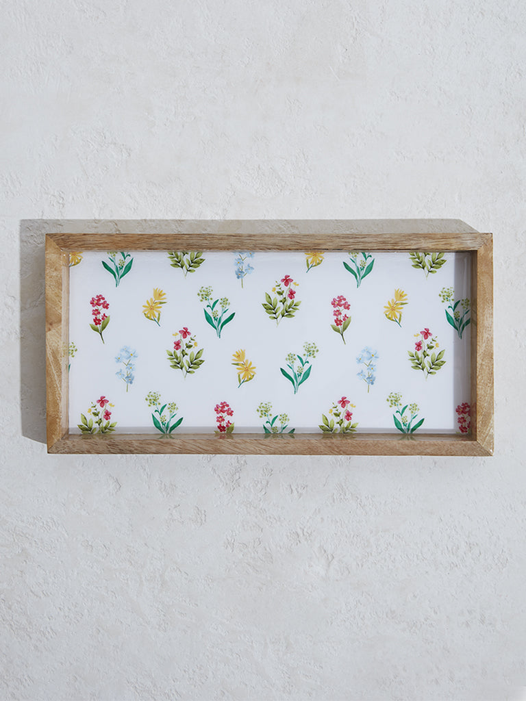 Westside Home Multicolour Floral Text Design Serving Tray