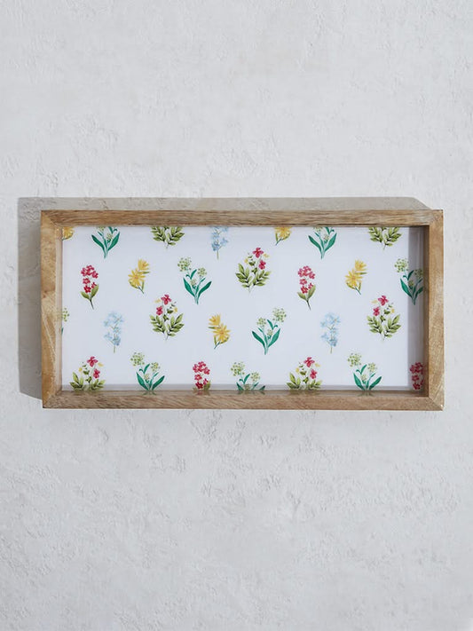 Westside Home Multicolour Floral Text Design Serving Tray