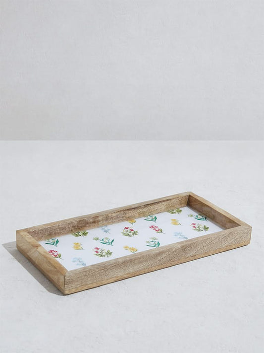 Westside Home Multicolour Floral Text Design Serving Tray