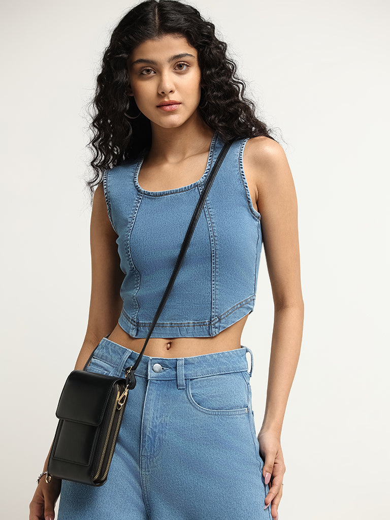 Nuon Blue Denim Tank Crop Top