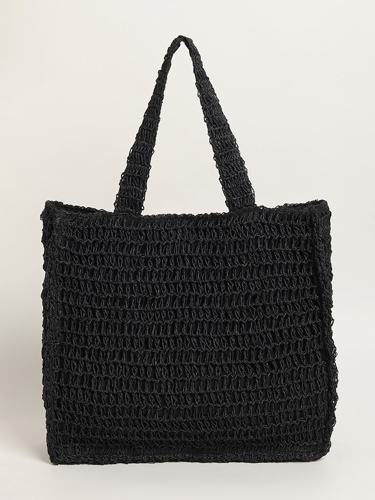 LOV Black Beach Tote Bag