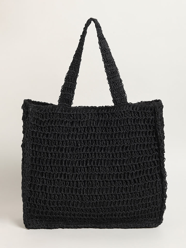 LOV Black Beach Tote Bag