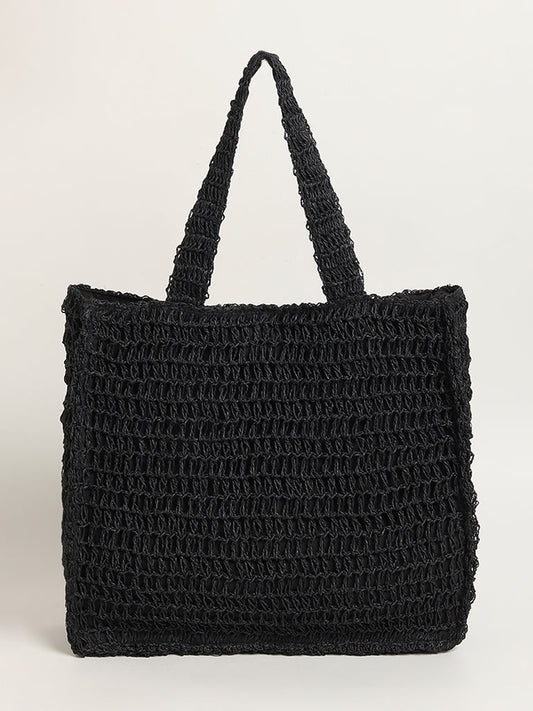 LOV Black Beach Tote Bag