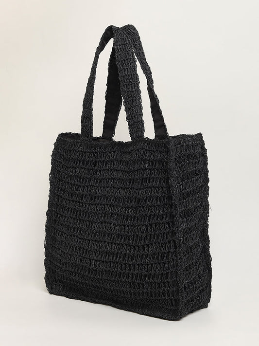 LOV Black Beach Tote Bag