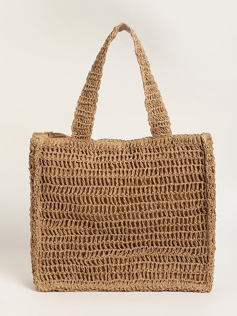 LOV Beige Beach Tote Bag