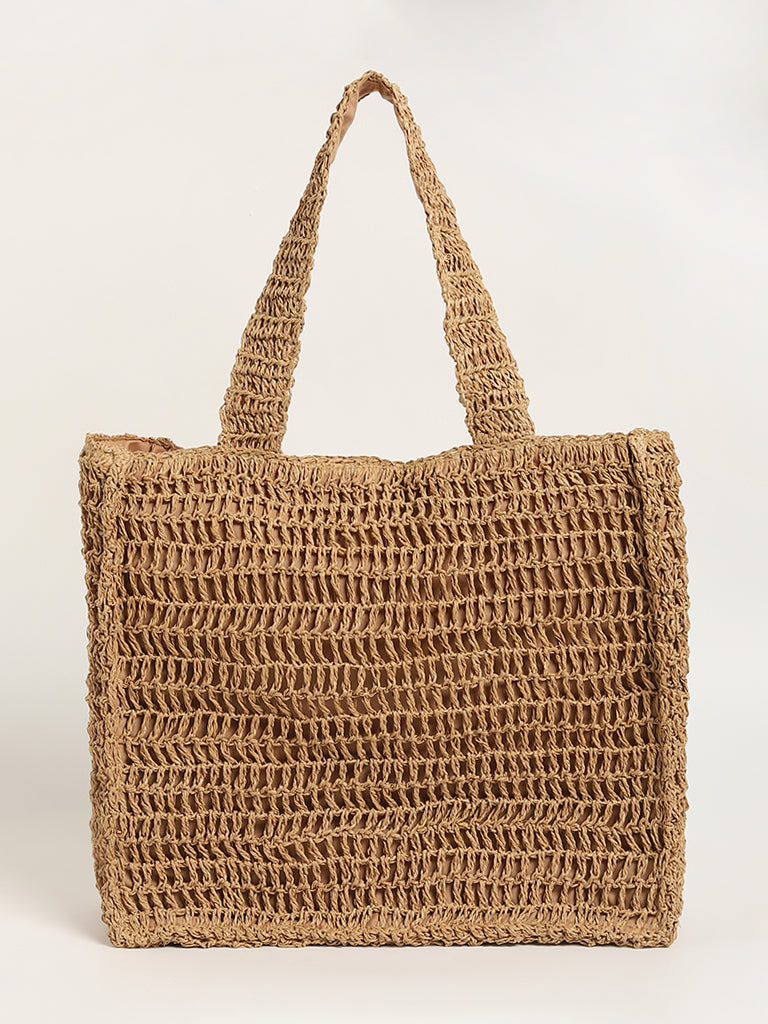 LOV Beige Beach Tote Bag