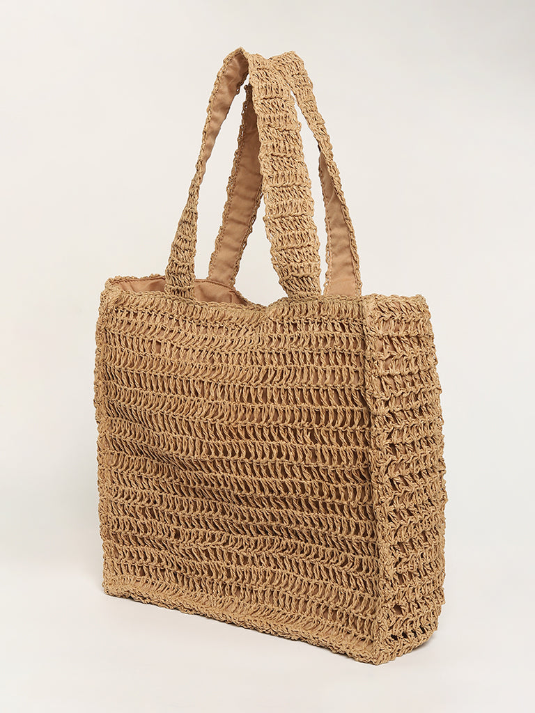 LOV Beige Beach Tote Bag