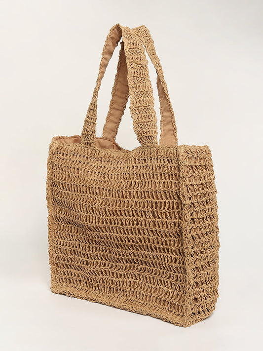 LOV Beige Beach Tote Bag