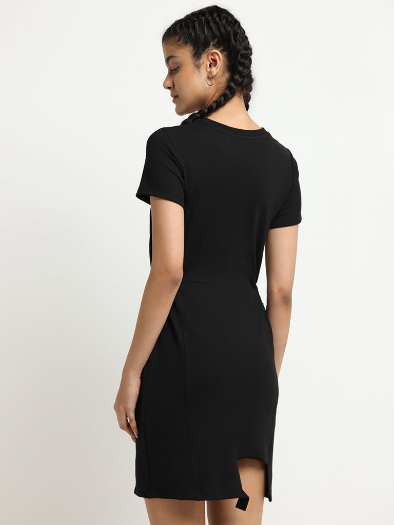 Studiofit Black Cinched Waist T-Shirt Straight Dress