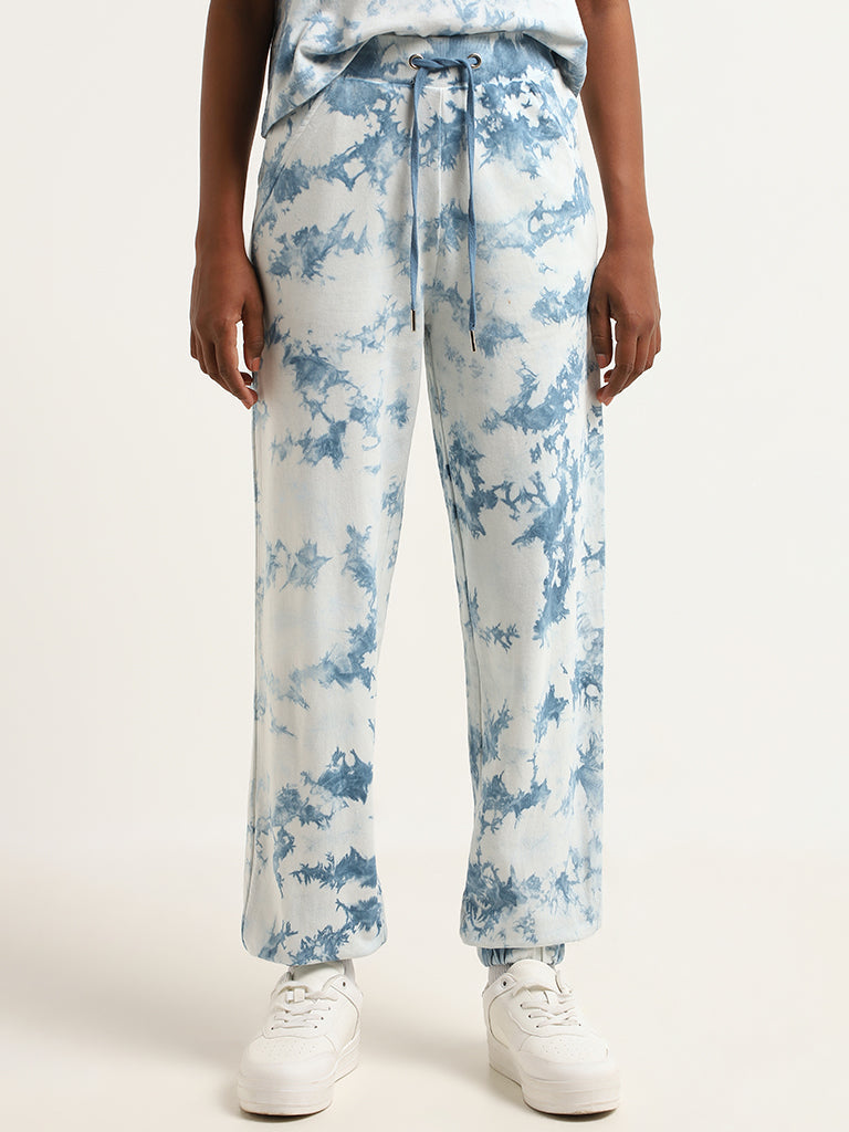 Studiofit Blue Cotton Mid Rise Joggers