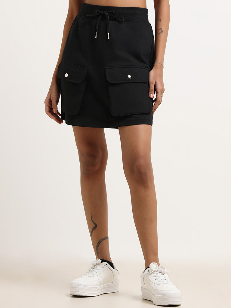 Studiofit Black Cotton Mini Skirt