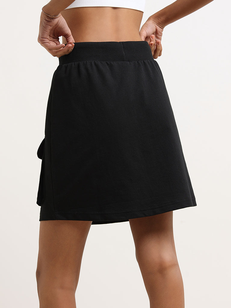 Studiofit Black Cotton Mini Skirt