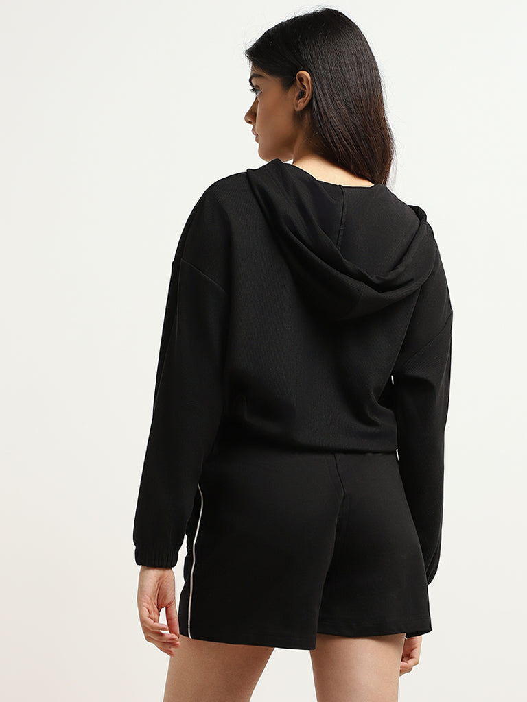 Studiofit Black Crop Hooded Jacket