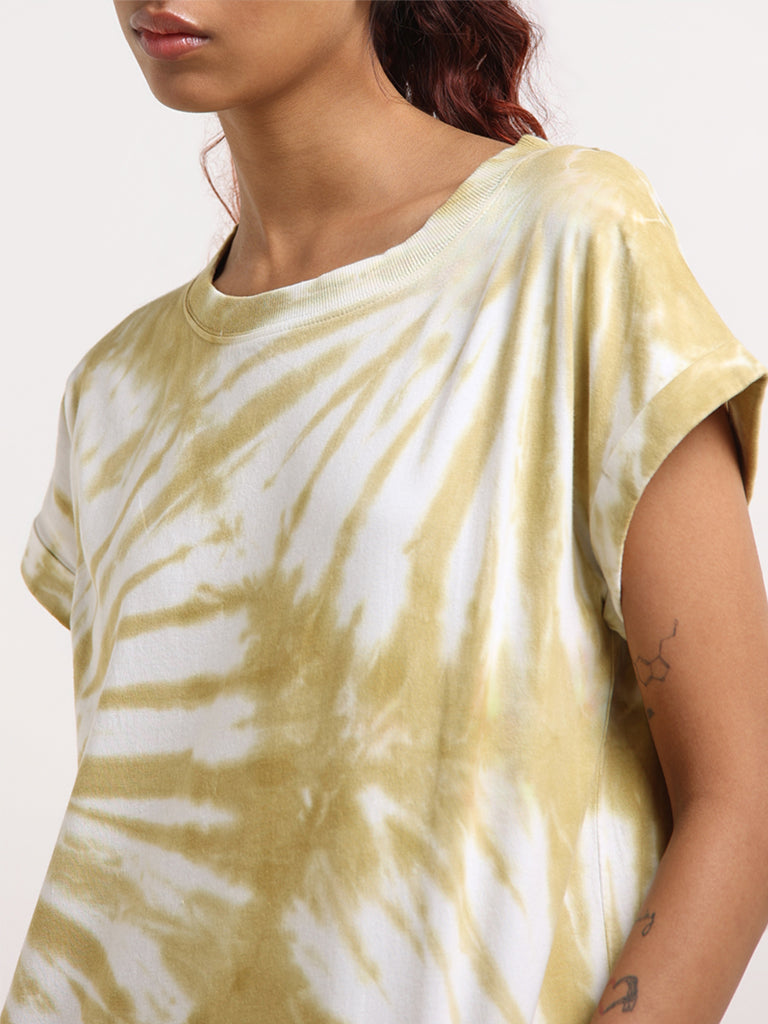 Studiofit Green Tye-Dye Cotton T-Shirt