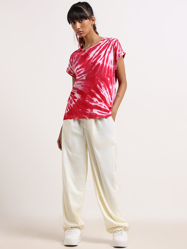 Studiofit Red Tie-Dye Cotton T-Shirt