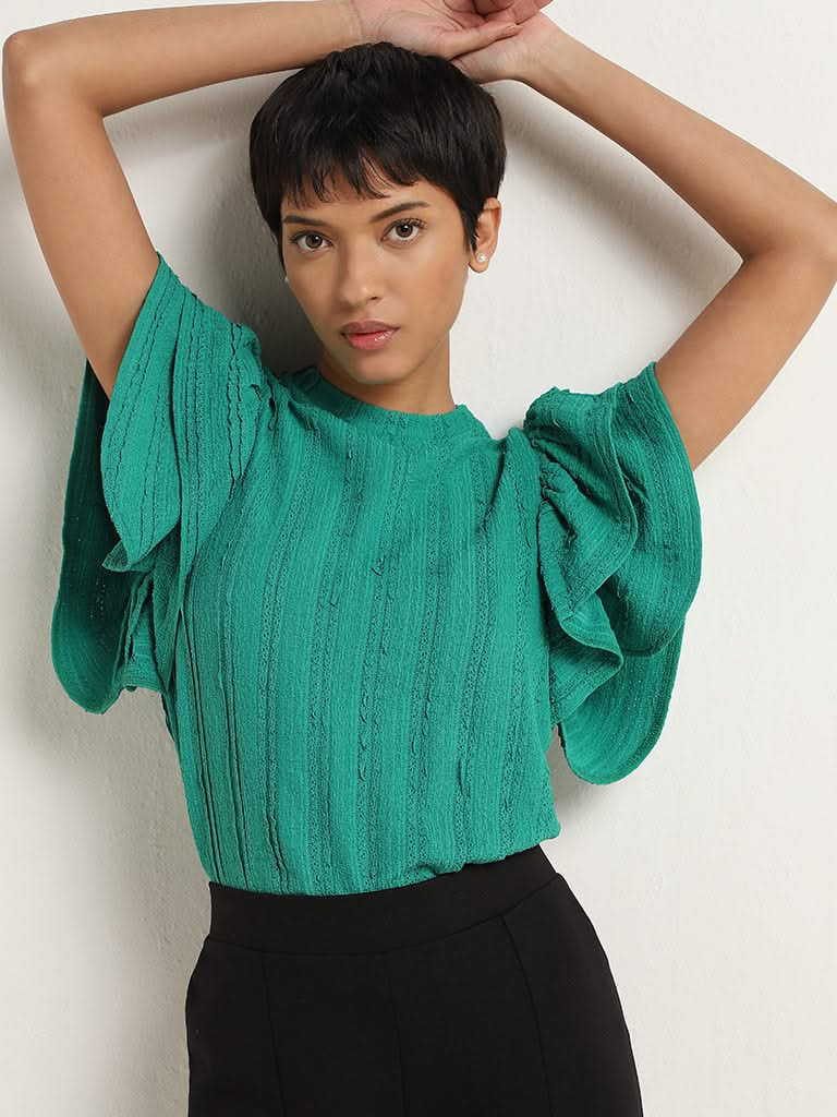 Wardrobe Green Layered Sleeves Top