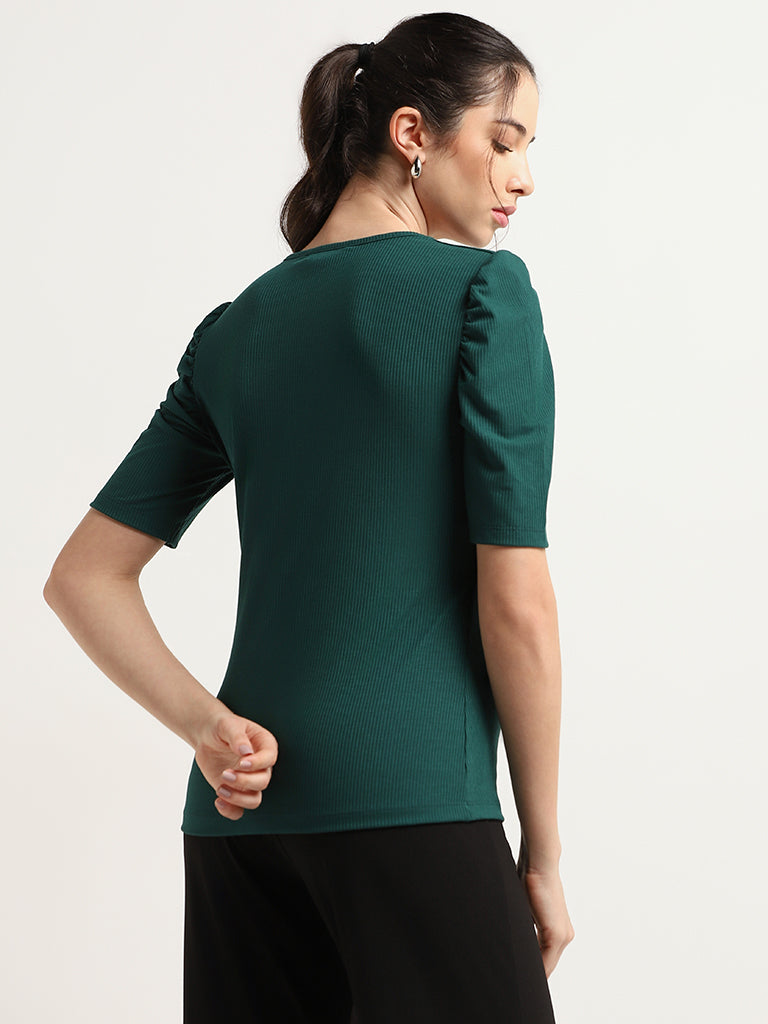 Wardrobe Green Ribbed Top