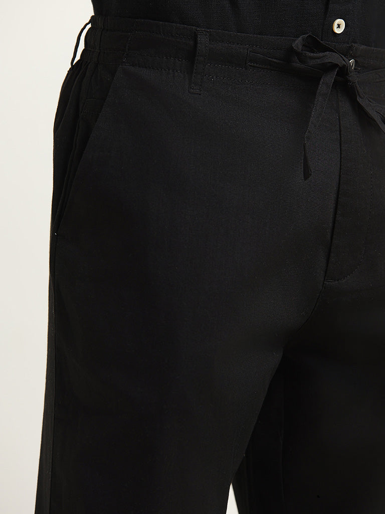 ETA Black Mid-Rise Cotton Slim Fit Chinos